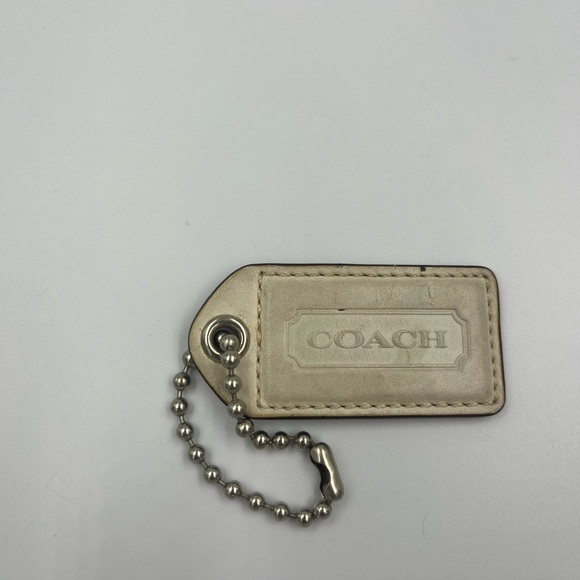 Vintage Coach Large Cream Leather Hang Tag Charm Tag Replacement Used - Picture 3 of 8